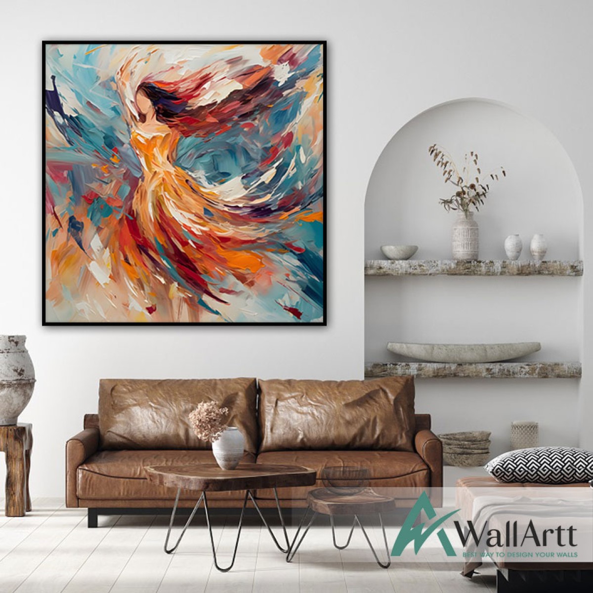 Abstract Free Spirit 3D Heavy Textured Partial Oil Painting